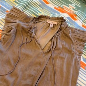 Philosophy sleeveless pleated shoulder v neck blouse